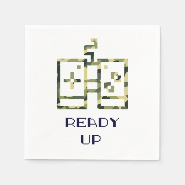 Camouflage Video Game Controller Ready Up Gamer Napkins (Front)