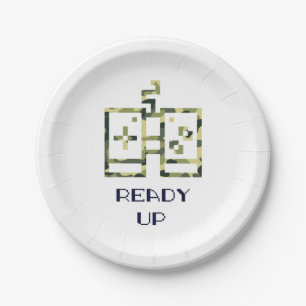 Camouflage Video Game Controller Ready Up Gamer Paper Plates