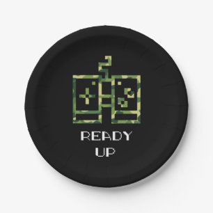 Camouflage Video Game Controller Ready Up Gamer Paper Plates