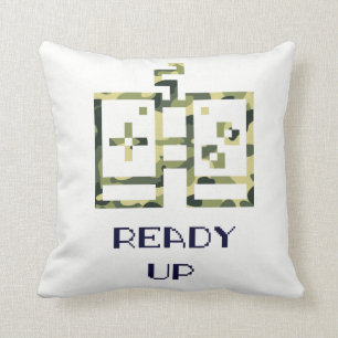 Camouflage Video Game Controller Ready Up Gamer Throw Pillow