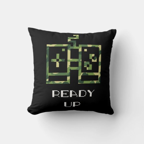 Camouflage Video Game Controller Ready Up Gamer Throw Pillow