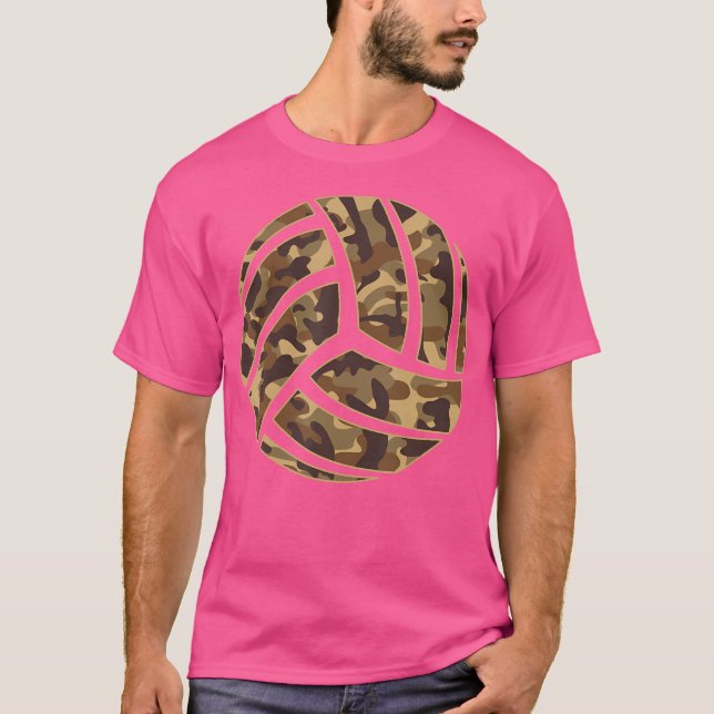 Camouflage Volleyball Lover Player Fan Cute Camo V T-Shirt (Front)