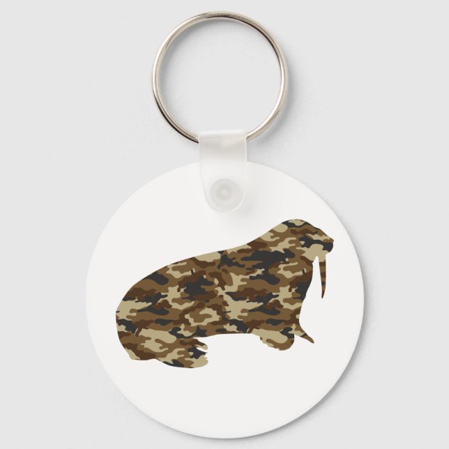 Camouflage Walrus Silhouette Keychain (Front)