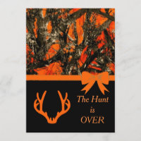 Camouflage Wedding Invitation with deer horns.
