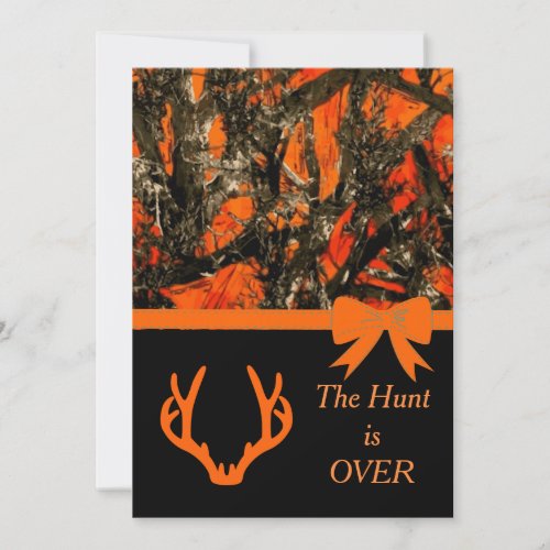 Camouflage Wedding Invitation with deer horns