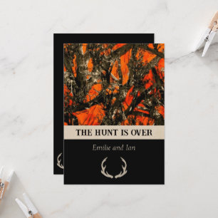 Camouflage Wedding Invitation with deer horns.