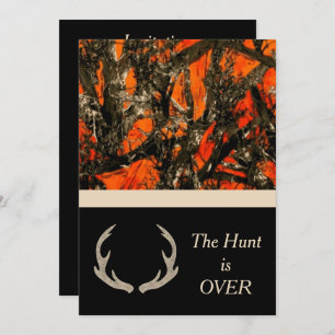 Camouflage Wedding Invitation with deer horns.