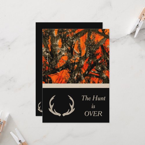 Camouflage Wedding Invitation with deer horns