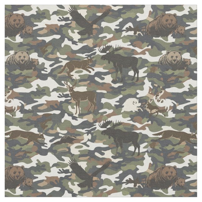 Camouflage with Animals hidden  Fabric (Close Up)