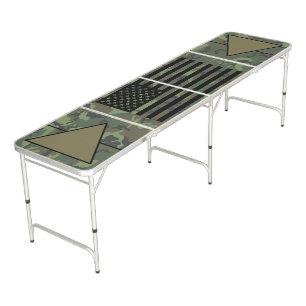 Camouflage with Black American Flag Beer Pong Table