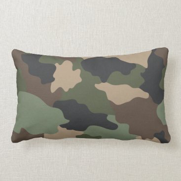 Camouflage Woodland Camo Khaki Green Tan Black Lumbar Pillow Camouflage Woodland Camo Khaki Green Tan Black Lumbar Pillow