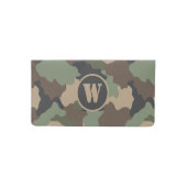 Camouflage Woodland Camo Khaki Tan Black Monogram Checkbook Cover (Front)