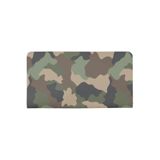 Camouflage Woodland Camo Khaki Tan Black Monogram Checkbook Cover (Back)