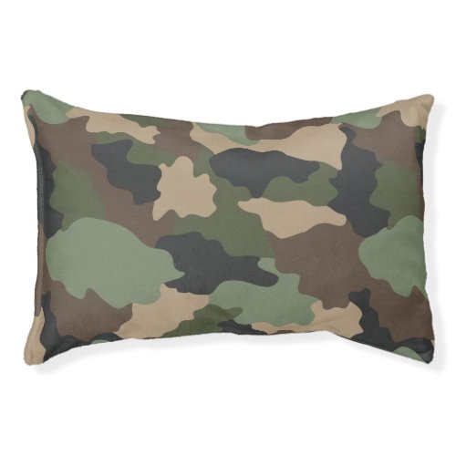 Camouflage Woodland Camo Khaki Tan Black Pet Bed