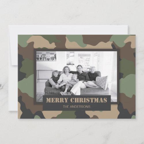 Camouflage Woodland Camo Military Christmas Photo Holiday Card