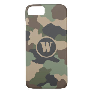 Camouflage Woodland Camo Military Khaki Monogram iPhone 8/7 Case