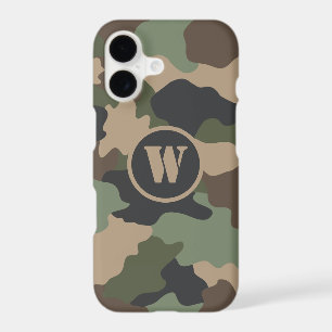 Camouflage Woodland Camo Military Khaki Monogram iPhone 17 Case