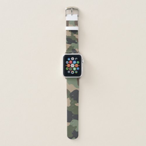 Camouflage Woodland Camo Military Khaki Tan Black Apple Watch Band