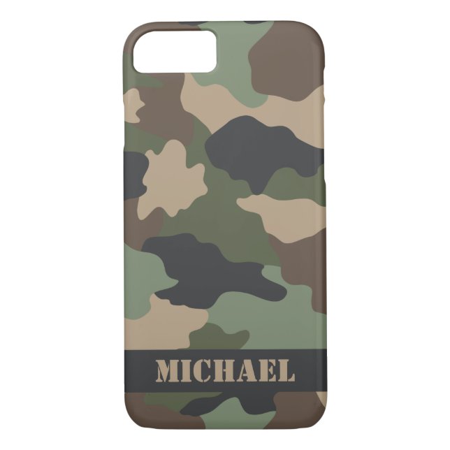 Camouflage Woodland Camo Military Khaki Tan Black Case-Mate iPhone Case (Back)