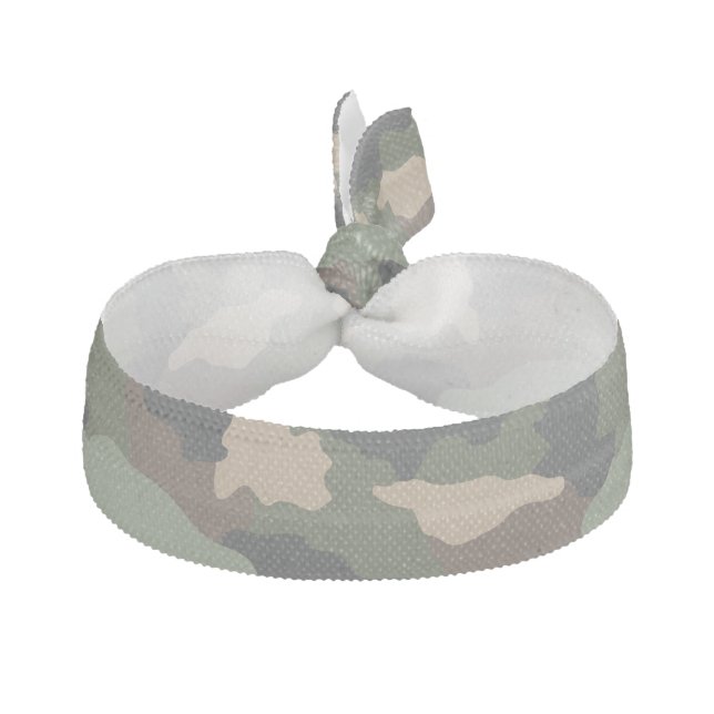 Camouflage Woodland Camo Military Khaki Tan Black Elastic Hair Tie (Front)