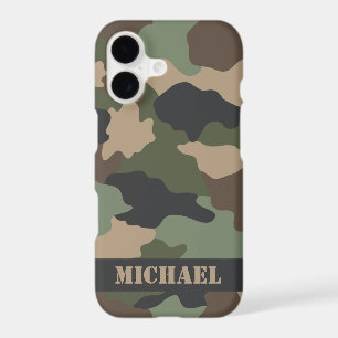 Camouflage Woodland Camo Military Khaki Tan Black iPhone 17 Case