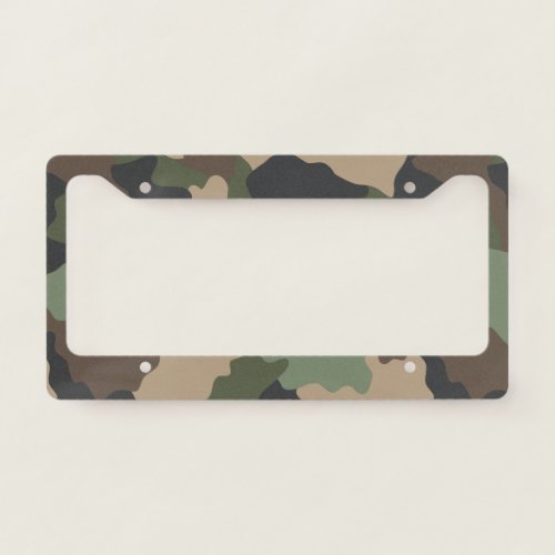 Camouflage Woodland Camo Military Khaki Tan Black License Plate Frame
