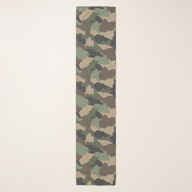 Camouflage Woodland Camo Military Khaki Tan Black Scarf (Front)