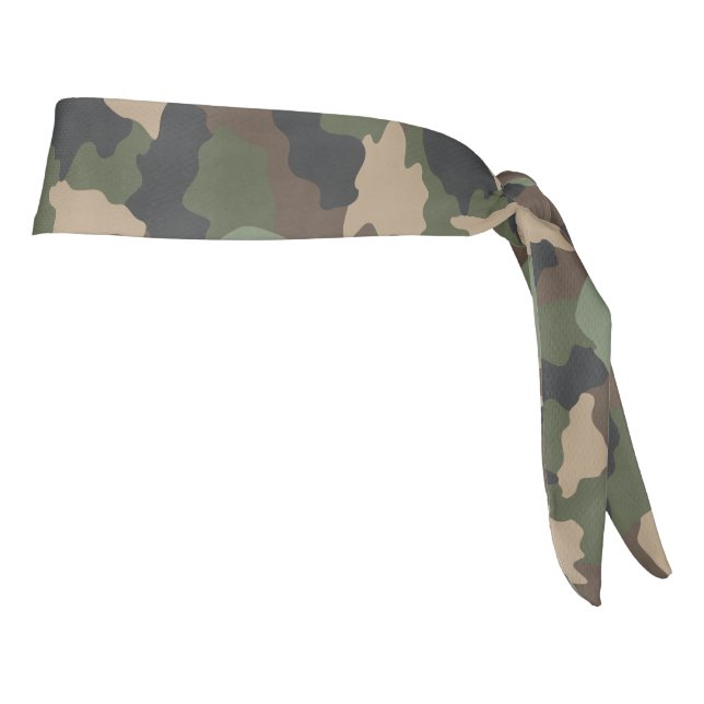 Camouflage Woodland Camo Military Khaki Tan Black Tie Headband (Rotate 90)