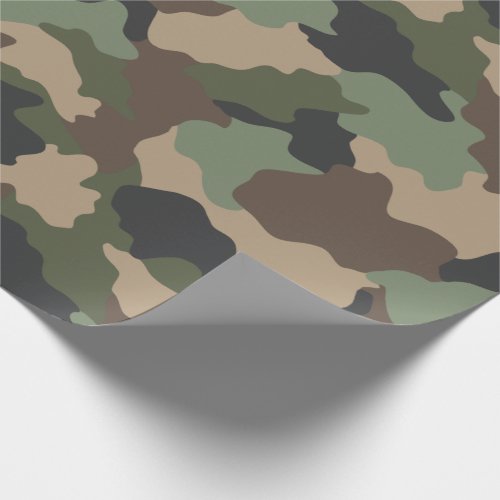 Camouflage Woodland Camo Military Khaki Tan Black Wrapping Paper