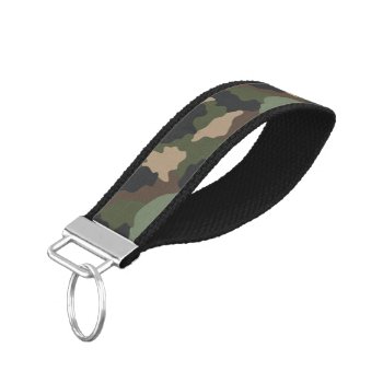 Camouflage Woodland Camo Military Khaki Tan Black Wrist Keychain by ilovedigis at Zazzle