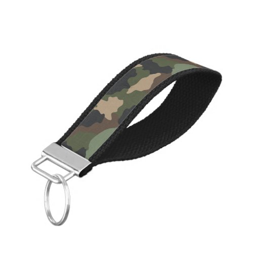 Camouflage Woodland Camo Military Khaki Tan Black Wrist Keychain