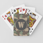 Camouflage Woodland Camo Military Tan Monogram Playing Cards
