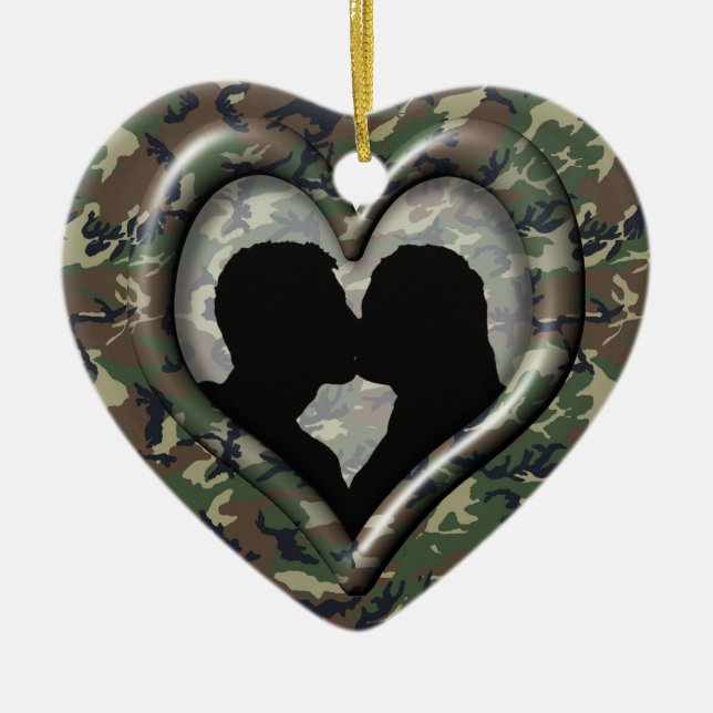 Camouflage Woodland Ceramic Ornament (Front)