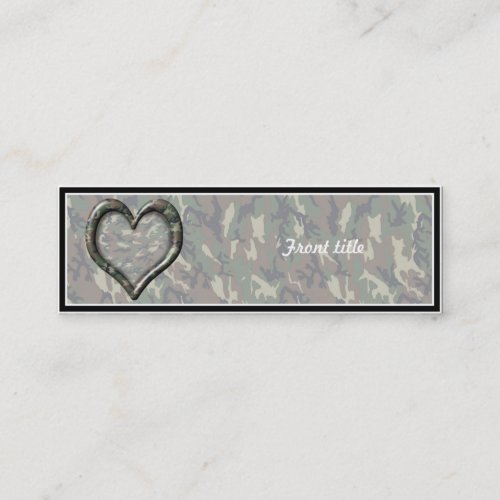 Camouflage Woodland Forest Heart on Camo Mini Business Card