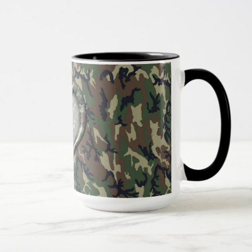 Camouflage Woodland Forest Heart on Camo Mug