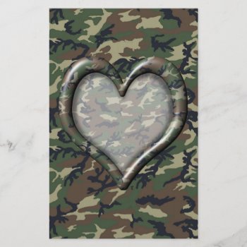 Camouflage Woodland Forest Heart On Camo Stationery by Camouflage4you at Zazzle