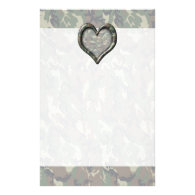 Camouflage Woodland Forest Heart on Camo Stationery