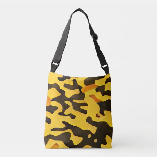 Camouflage yellow black pattern Crossbody Bags