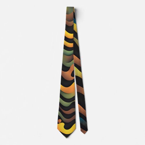 Camouflage Yellow Green Watercolor Pattern Neck Tie