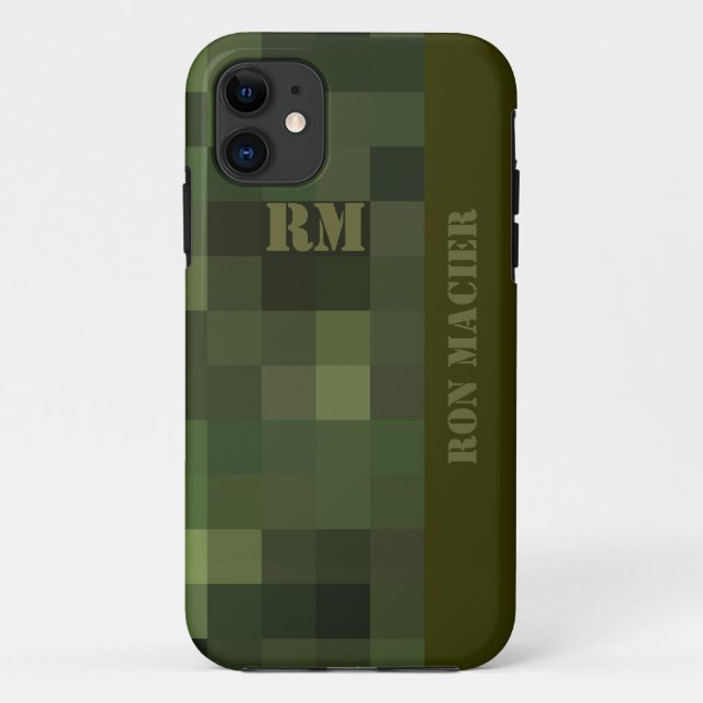 camouflaged checkered green Case-Mate iPhone case (Back)