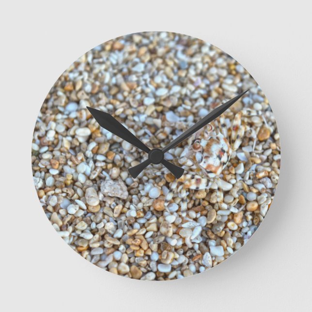 Camouflaged Ghost Crab on a Kauai Beach, Hawaii Round Clock (Front)