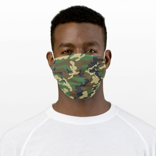 Camouflaged Green and Brown Pattern Urban Adult Cloth Face Mask (Worn)