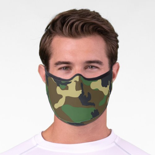 Camouflaged Green Brown Pattern Camo Premium Face Mask