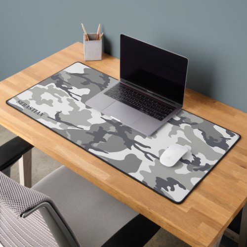 Camouflaged Military Disruptive Pattern Add Text Desk Mat
