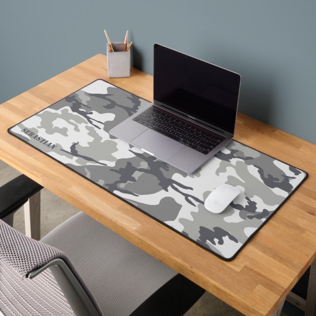 Camouflaged Military Disruptive Pattern Add Text Desk Mat (Office 2)