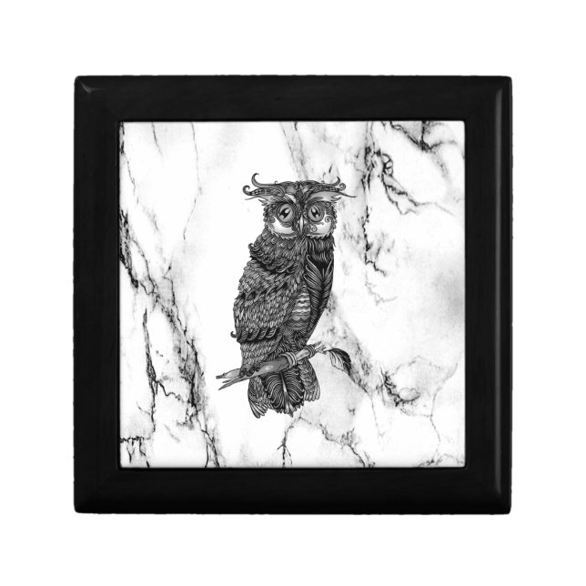 Camouflaged Owl on Marble Gift Box (Front)