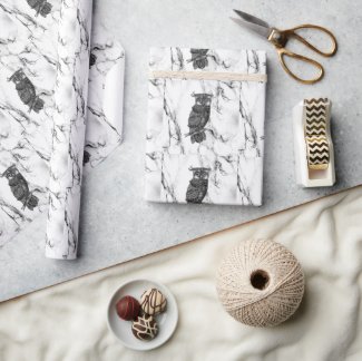 Camouflaged Owl on Marble Wrapping Paper