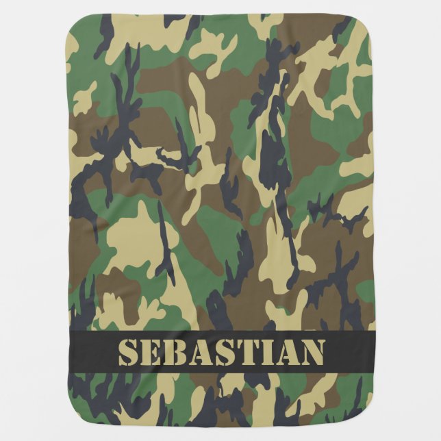 Camouflaged Pattern Personalized (2 sided) Baby Blanket (Front)