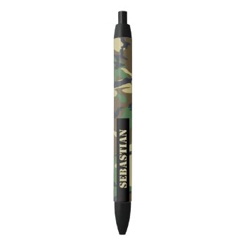 Camouflaged Pattern Personalized Black Ink Pen by Ricaso_Intros at Zazzle