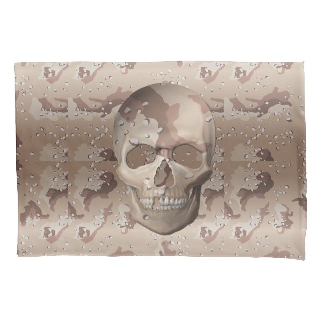 Camouflaged Skull - Place Head Here Pillow Case (Front)
